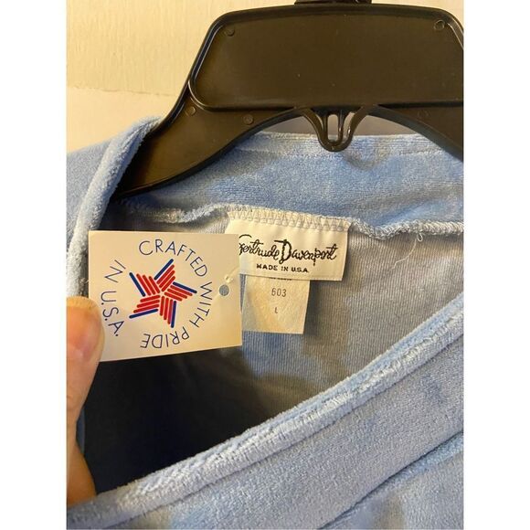 Gertrude Davenport Velour pullover top blue old stock top USA Large - Picture 2 of 5